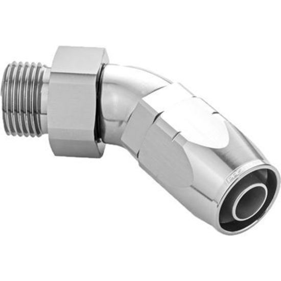 Proflow PFE544-08-08HP 45 Degree Fitting Hose End -08AN Orb Male to -08AN Polished