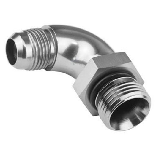 Proflow PFE583-12HP 90 Degree Male Fitting Orb Hose End to -12AN Polished