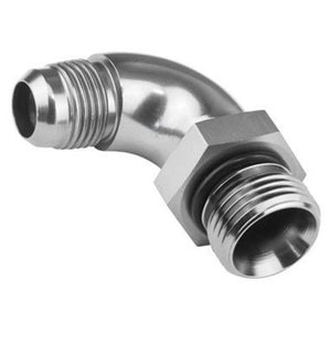 Proflow PFE583-12HP 90 Degree Male Fitting Orb Hose End to -12AN Polished