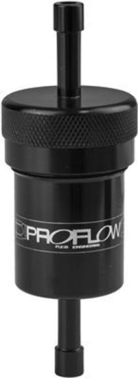Proflow PFE606-04BK Fuel Filter Aluminium 1/4" Hose barb 150 Micron Stainless Steel Black