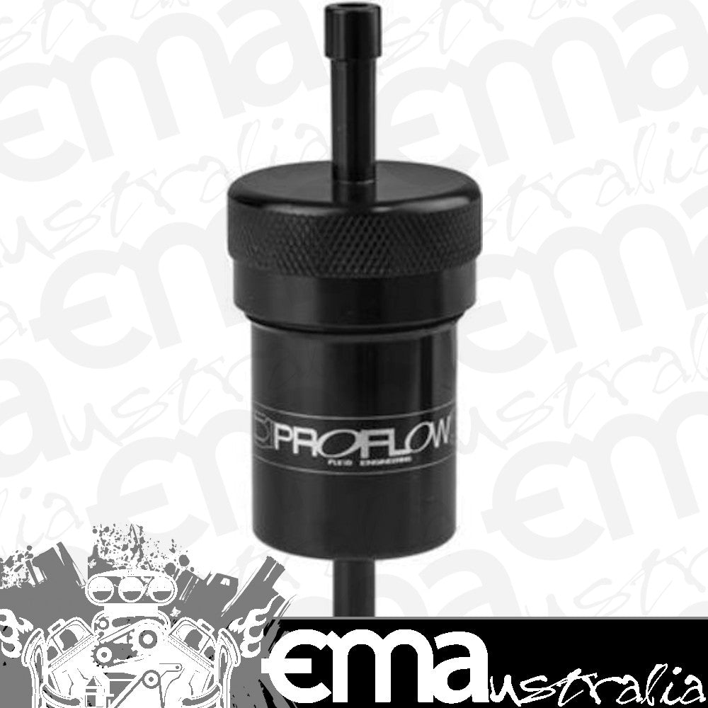 Proflow PFE606-06BK Fuel Filter Aluminium 3/8" Hose barb 100 Micron Stainless Steel Black