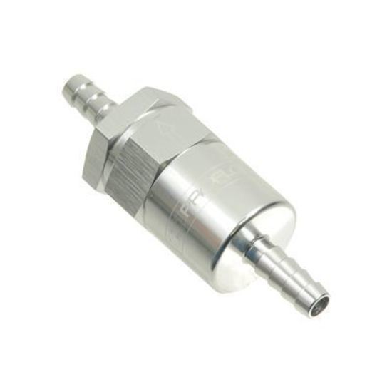 Proflow PFE610-06P Billet Inline Aluminium Fuel Filter 3/8" Barb Silver 30 Micron