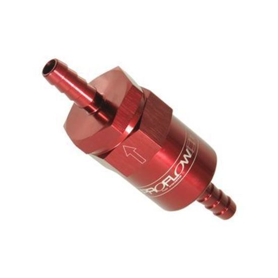 Proflow PFE610-08R Billet Inline Aluminium Fuel Filter 1/2" Barb Red 30 Micron