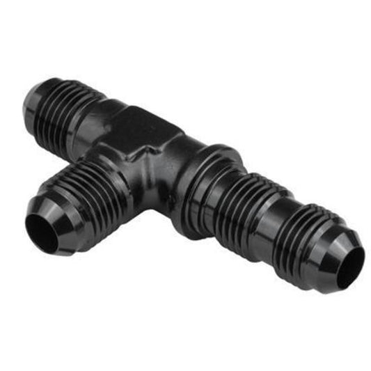 Proflow PFE804-06BK Fitting Adaptor -06AN Flare Bulkhead Run Tee Black