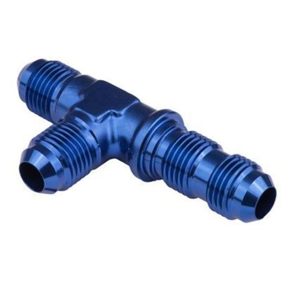 Proflow PFE804-16 Fitting Adaptor -16AN Flare Bulkhead Run Tee Blue