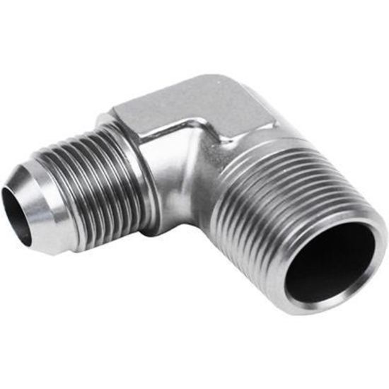 Proflow PFE822-06-06P Male Adaptor -06AN to 3/8" NPT 90 Degree Silver