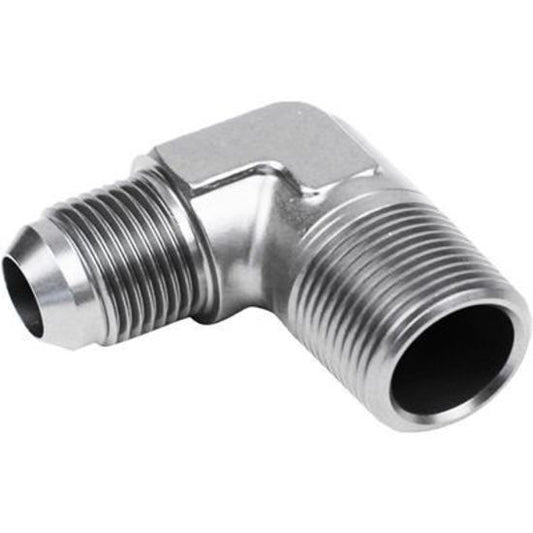 Proflow PFE822-08-04P Male Adaptor -08AN to 1/4" NPT 90 Degree Silver