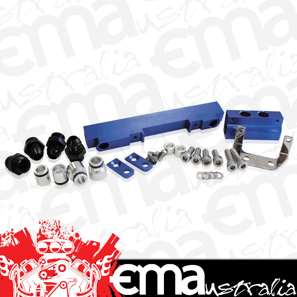 AEROFLOW BILLET EFI FUEL RAIL SUIT for Mazda 13B SERIES 4 & 5 BLUE AF64-2013