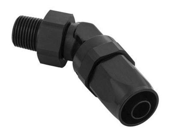 Proflow PFE828-06-02BK Fitting Male Hose End 1/8" NPT 45 Degree to -06AN Hose Black