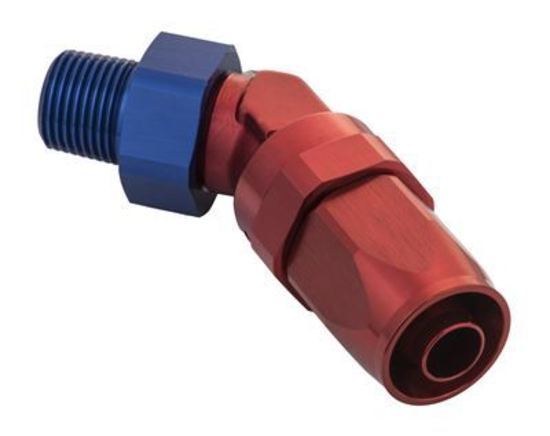 Proflow PFE828-08-04 Fitting Male Hose End 1/4" NPT 45 Degree to -08AN Hose Blue