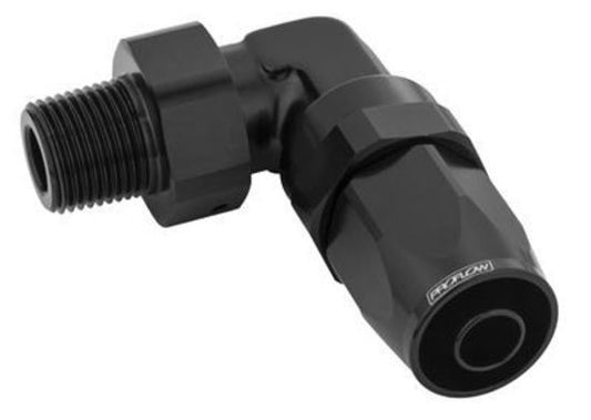 Proflow PFE829-08-08BK Fitting Male Hose End 1/2" NPT 90 Degree to -08AN Hose Black