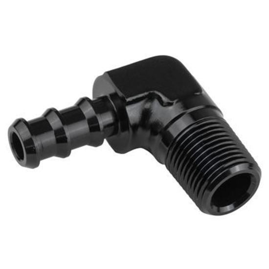 Proflow PFE842-04BK 90 Degree 1/4" Barb Male Fitting to 1/8" NPT Black