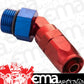 Proflow PFE844-06-08 Fitting 45 Degree Hose End -06AN Hose to Male -08AN Thread Blue/Red