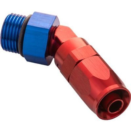 Proflow PFE844-08-08 Fitting 45 Degree Hose End -08AN Hose to Male -08AN Thread Blue/Red