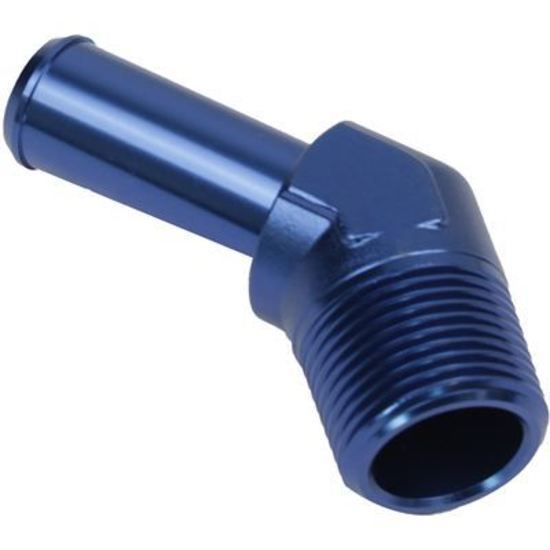 Proflow PFE845-06-08 45 Degree 3/8" Barb Male Fitting to 1/2" NPT Blue