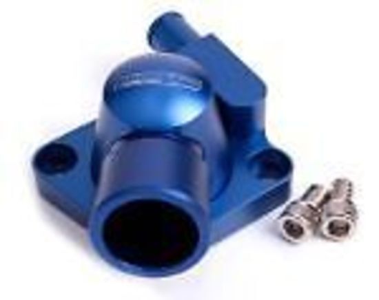 AEROFLOW BILLET SWIVEL THERMOSTAT HOUSING HOLDEN V8 - BLUE AF64-2022