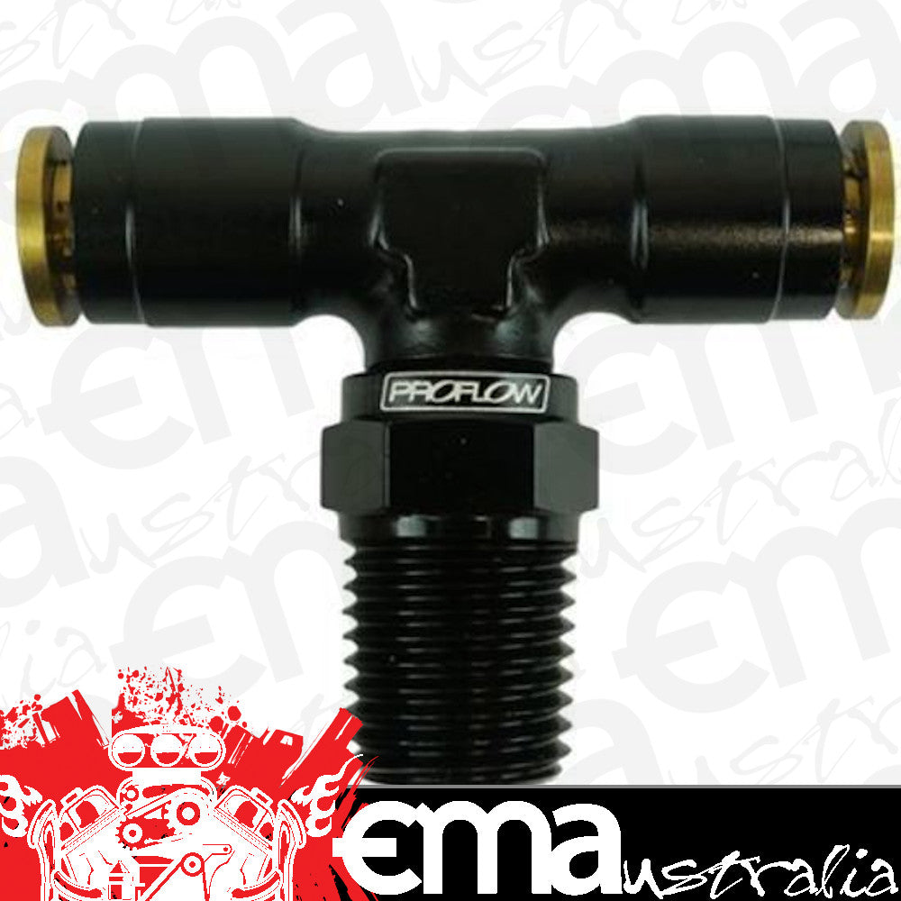 Proflow PFE854-04BK Fitting Push Release Tee 1/4" Tube to 1/4" NPT Black