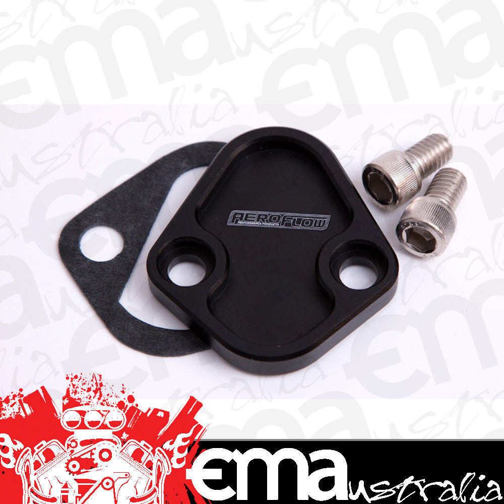 Aeroflow Performance Products AF64-2027BLK Billet Fuel Pump Block Off Black Chry BBC SBF BBF