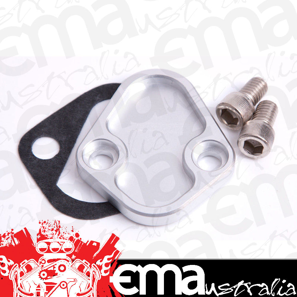 Aeroflow AF64-2027S Billet Fuel Pump Block Off Silver Chry BBC SBF BBF