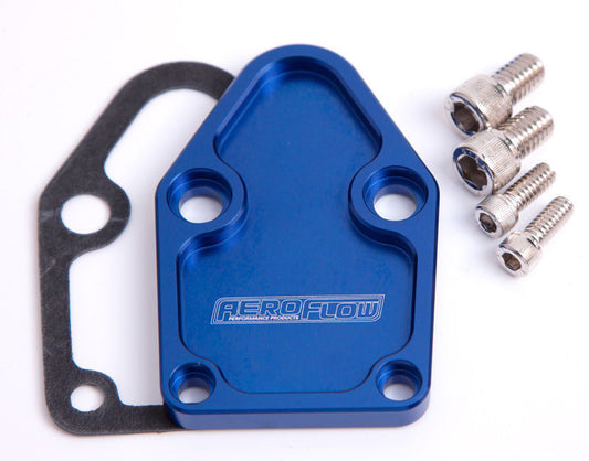 Aeroflow Performance Products AF64-2028 Billet Fuel Pump Block Off Plate Blue suits SBC