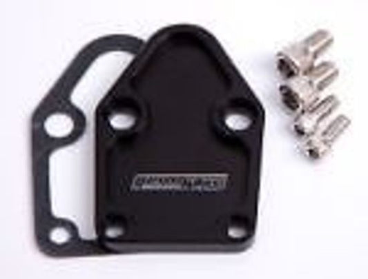 Aeroflow AF64-2028BLK Billet Fuel Pump Block Off Plate Black suits SBC