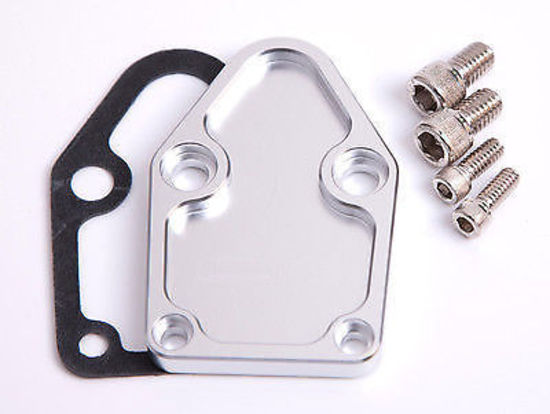 Aeroflow AF64-2028S Billet Fuel Pump Block Off Plate Silver suits SBC
