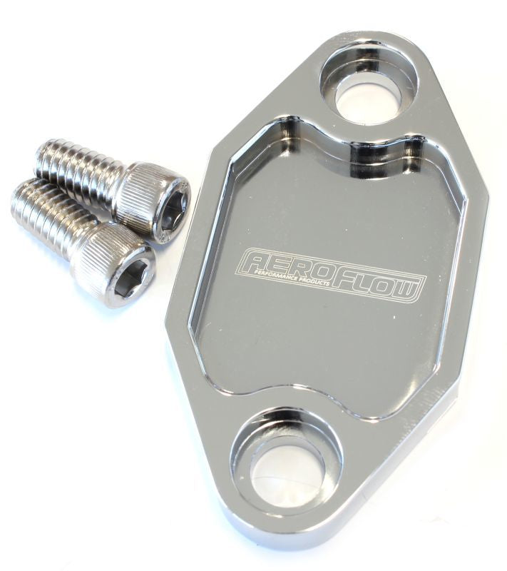 Aeroflow AF64-2029C Billet Fuel Pump Block Off Plate Chrome suits Holden 308