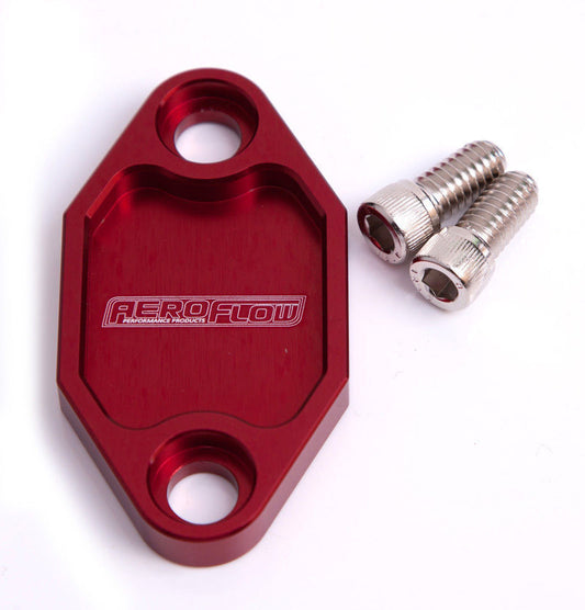 Aeroflow AF64-2029R Billet Fuel Pump Block Off Plate Red suits Holden 308