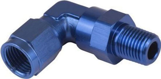 Proflow PFE923-06-04 Adaptor Male -06AN 90 Degree to 1/4" NPT Swivel Blue