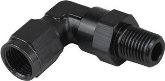 Proflow PFE923-08-04BK Adaptor Male -08AN 90 Degree to 1/4" NPT Swivel Black
