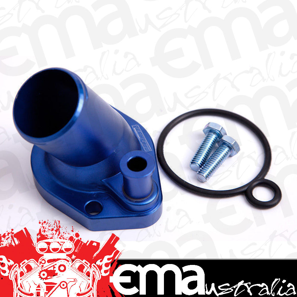 Aeroflow AF64-2033 Billet Thermostat Housing Blue suits 45 Deg Windsor