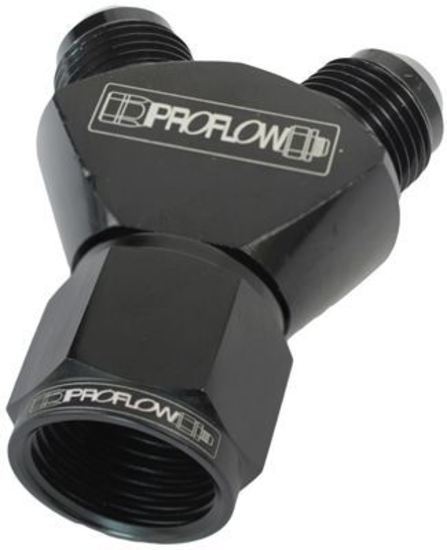 Proflow PFE931-08-06BK Y-Block -08AN Female Swivel to Dual -06AN Male Black