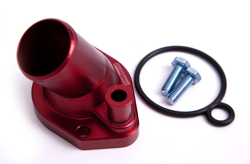 Aeroflow AF64-2033R Billet Thermostat Housing Red suits 45 Deg Windsor