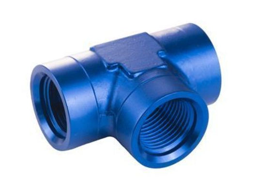 Proflow PFE938-08 Fitting Aluminium Adaptor Female Tee -08AN Blue