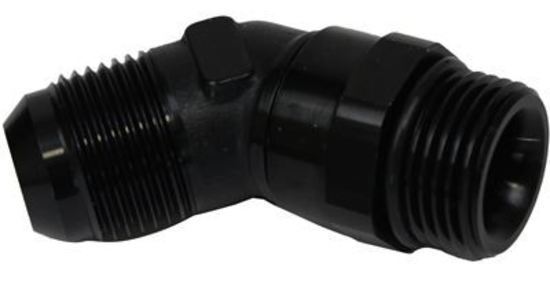 Proflow PFE948-08BK Adaptor Male -08AN 45 Degree to -08AN Thread Swivel Black