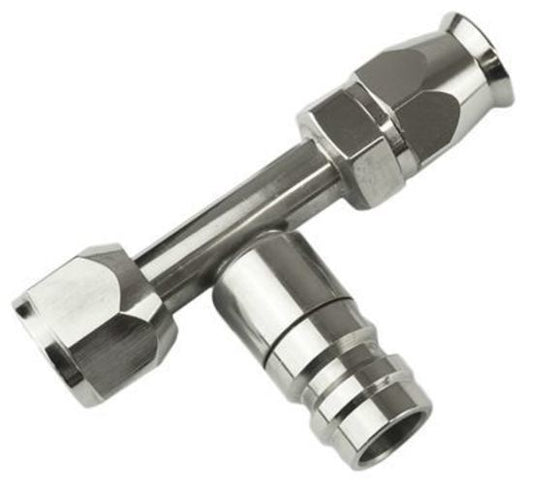 Proflow PFEAC101-06CP Hose End Air Conditioning 304 Stainless Straight Female O-Ring Pilot -06AN W/Charge Port Chrome