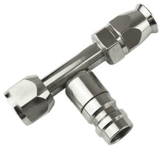 Proflow PFEAC101-10CP Hose End Air Conditioning 304 Stainless Straight Female O-Ring Pilot -10AN W/Charge Port Chrome