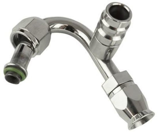 Proflow PFEAC105-08CP Hose End Air Conditioning 304 Stainless 135 Degree Female O-Ring Pilot -08AN W/Charge Port Chrome