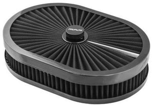 Proflow PFEAF-300051B Air Filter Assembly Flow Top Oval Black 12" x 9" x 2" suit 5-1/8" Flat Base
