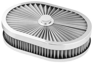 Proflow PFEAF-300051S Air Filter Assembly Flow Top Oval Stainless Steel 12" x 9" x 2" suit 5-1/8" Flat Base