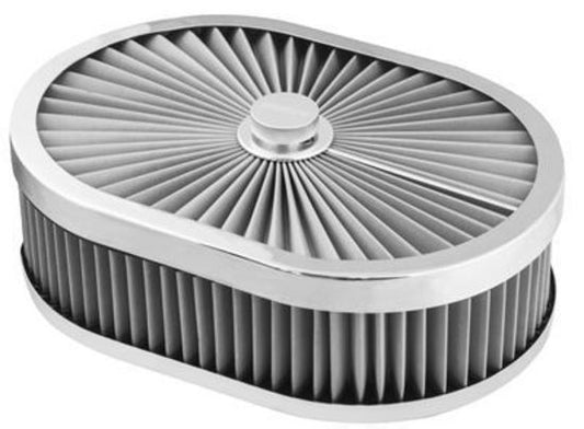 Proflow PFEAF-300076S Air Filter Assembly Flow Top Oval Stainless Steel 12" x 9" x 3" suit 5-1/8" Flat Base