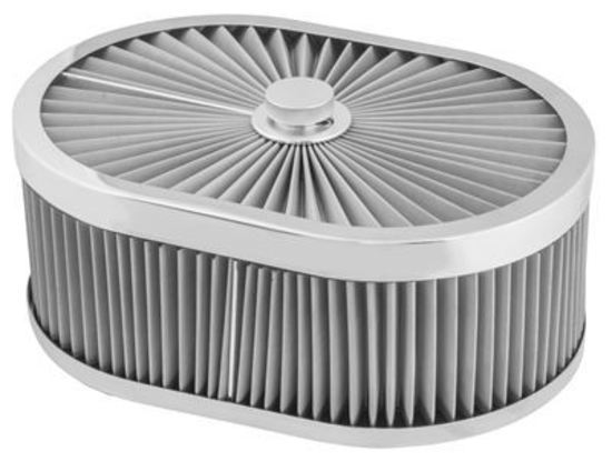 Proflow PFEAF-300127S Air Filter Assembly Flow Top Oval Stainless Steel 12" x 9" x 5" suit 5-1/8" Flat Base