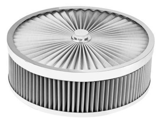 Proflow PFEAF-350102S Air Filter Assembly Flow Top Round Stainless Steel 14" x 4" suit 5-1/8" Neck Recessed Base