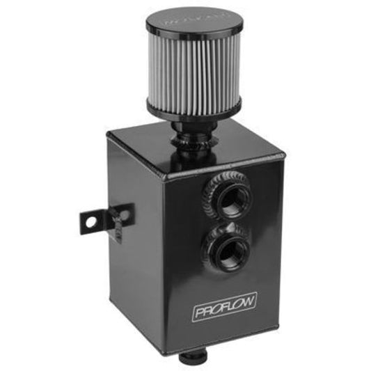 Proflow PFECC3-BK Oil Breather 3 Lt Tank Catch Can Square Aluminium Black Filtered Breather Universal Each