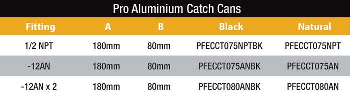 Proflow PFECCT080AN Oil Breather Pro Tank Aluminium 0.75L -12AN x 2 Male Polished