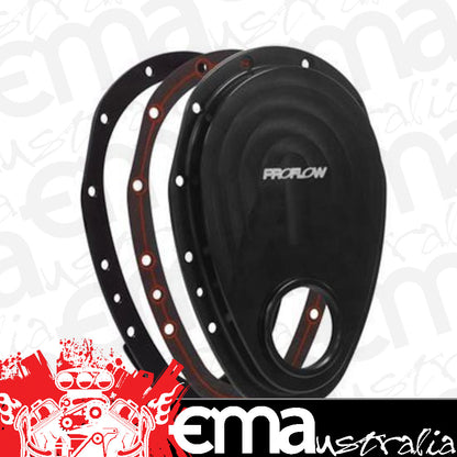 Proflow PFECTCBK Timing Cover 2-piece Billet Aluminium Black Anodised SB For Chevrolet V8 Small Block Kit