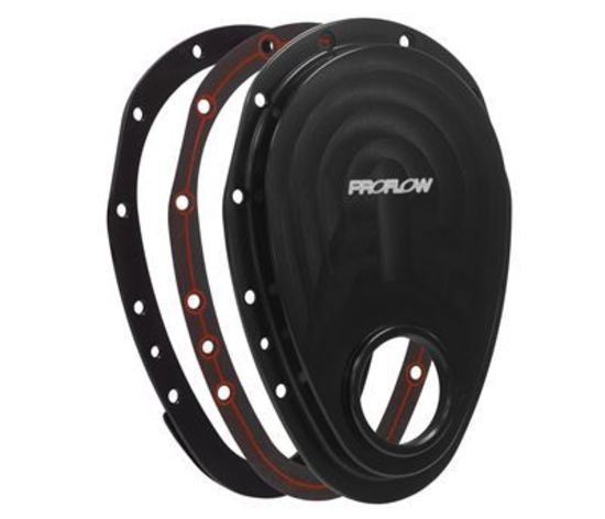 Proflow PFECTCBK Timing Cover 2-piece Billet Aluminium Black Anodised SB For Chevrolet V8 Small Block Kit