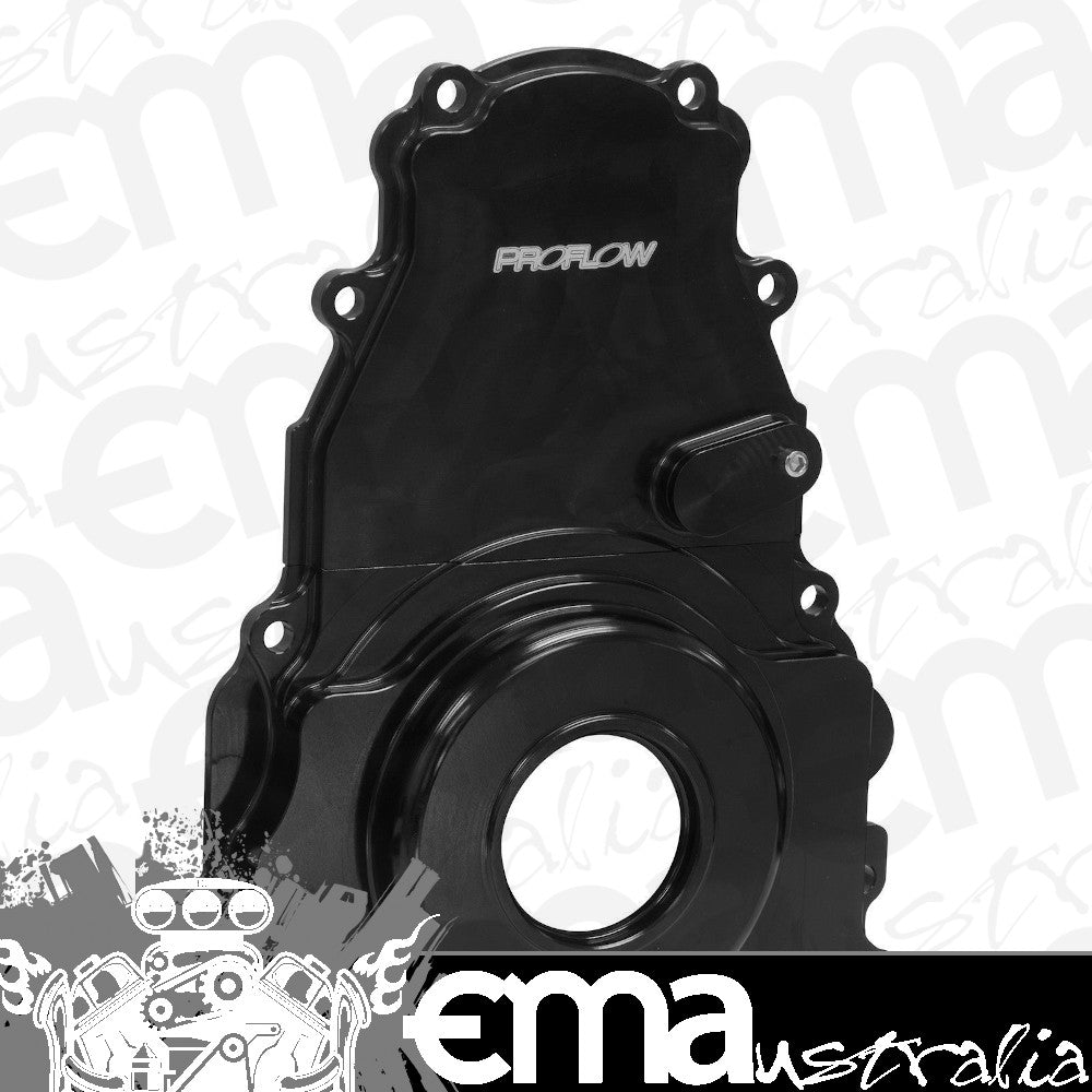 Proflow PFECTCLSBK Timing Cover 2-Piece Billet Aluminium Black Anodised For Chevrolet For Holden LS Engines Each