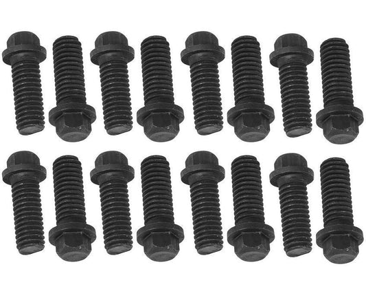 Proflow PFEEHBBK Header Bolts Hex Head 3/8 " Custom Black Oxide For Chevrolet For Ford Set of 16
