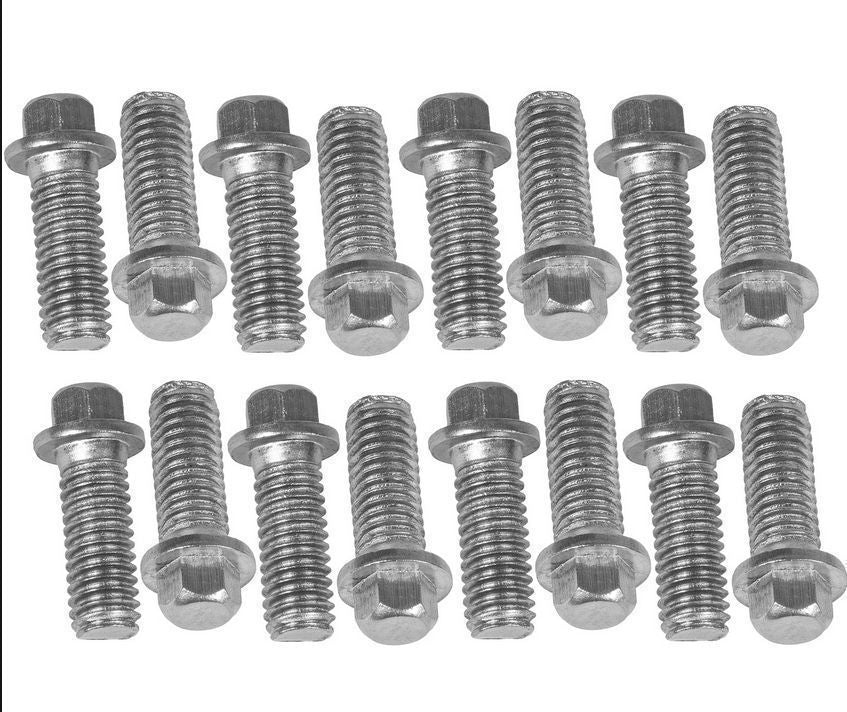 Proflow PFEEHBST Header Bolts Hex Head 3/8 " Custom Stainless Steel For Chevrolet For Ford Set of 16